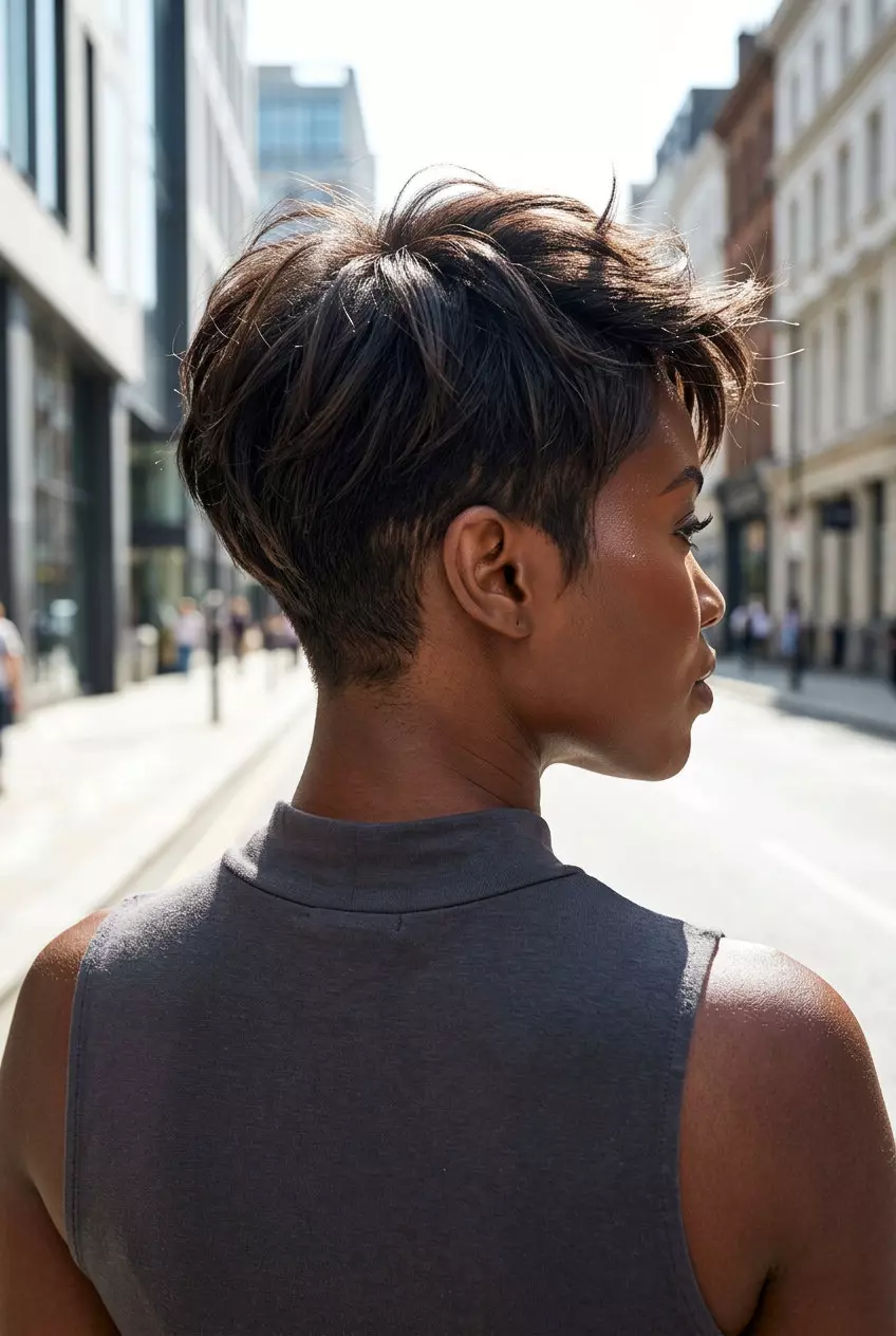 Chic Undercut Pixie 2026 short espresso brunette pixie with undercut and choppy layers for modern edge