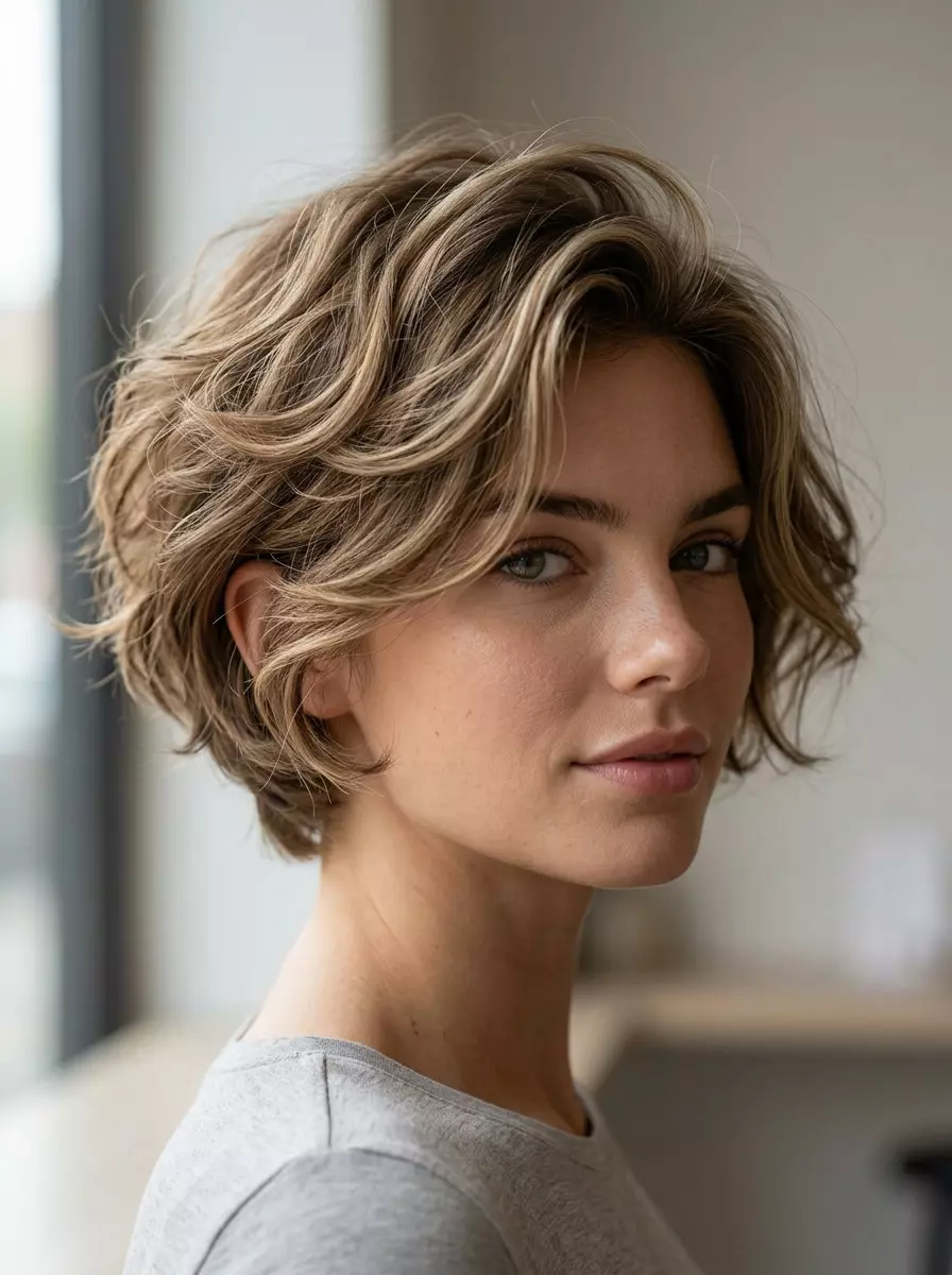 Textured Espresso Bixie Haircut very short bixie haircut in espresso brunette with caramel babylights, textured layers — romantic & chic
