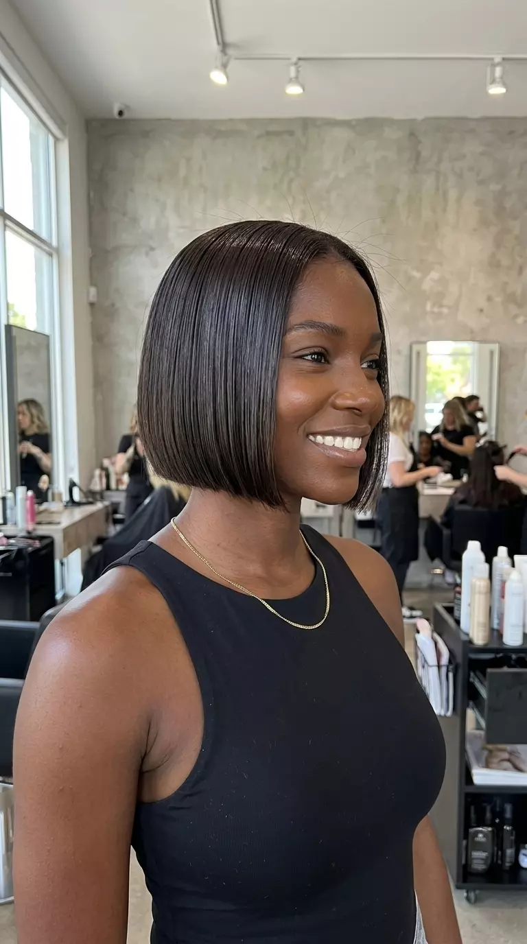 Hydro-Bob Wet-Look Espresso 2026 short espresso brunette bob haircut with cool undertones and clear gloss for summer