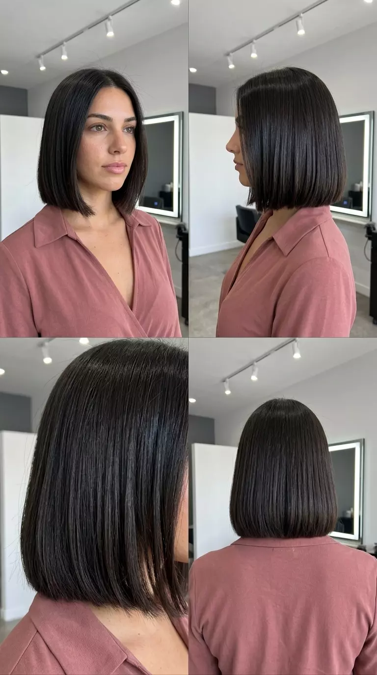 Architect's Espresso Box Bob 2026 short espresso box bob haircut with cool blue-black gloss for summer