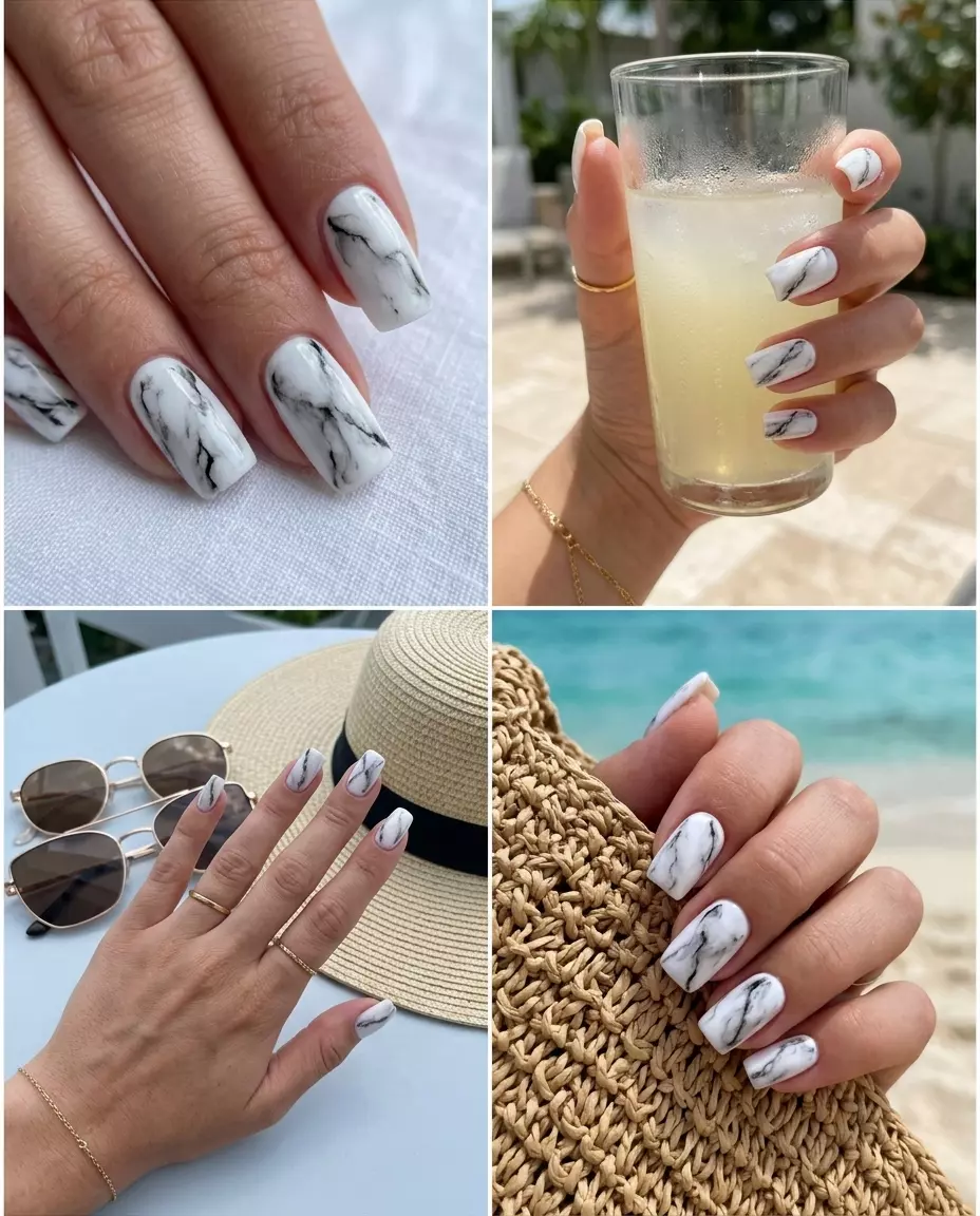 June Manicure Ideas: Marble Chic Nails 2026 Sculpted Marble Chic nails for formal events, galas, or art gallery openings. Sophisticated, artistic, luxurious.