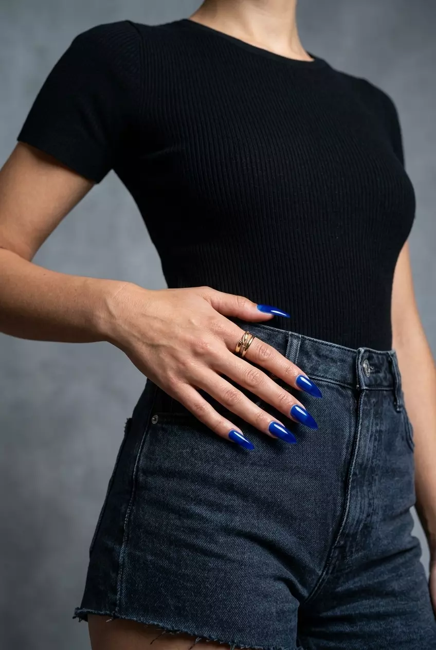 Cobalt Jelly Stiletto Nails 2026 | Night Out Style Electric Cobalt Jelly Stiletto nails: Translucent cobalt blue jelly on long stilettos. Bold for nights out. June nails ideas - summer ideas 2026.