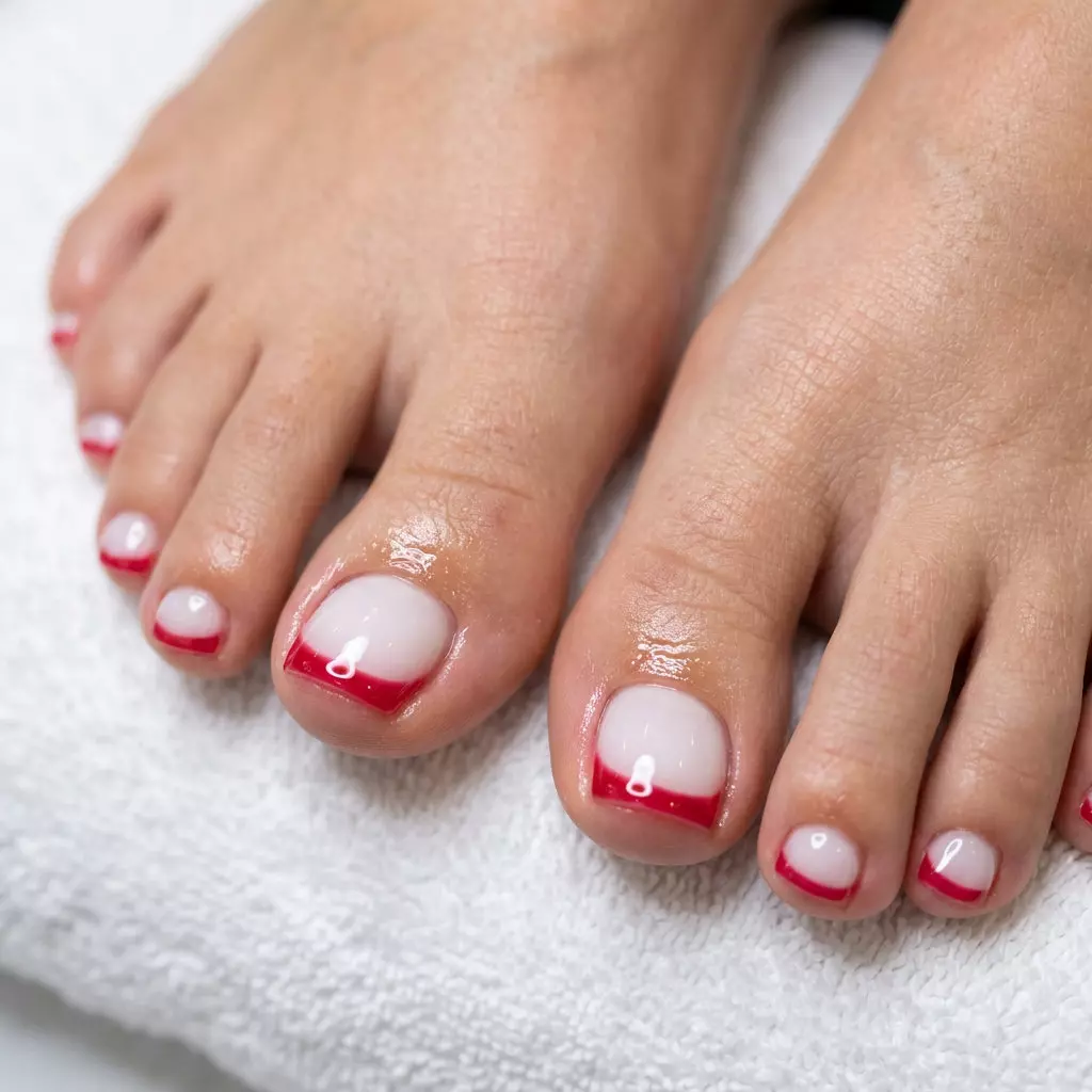 Jelly Cherry French Pedi 2026: Playful Vacation Style Jelly Cherry French Pedi: Playful, vibrant style for summer vacations. June pedicure ideas - summer trends 2026.