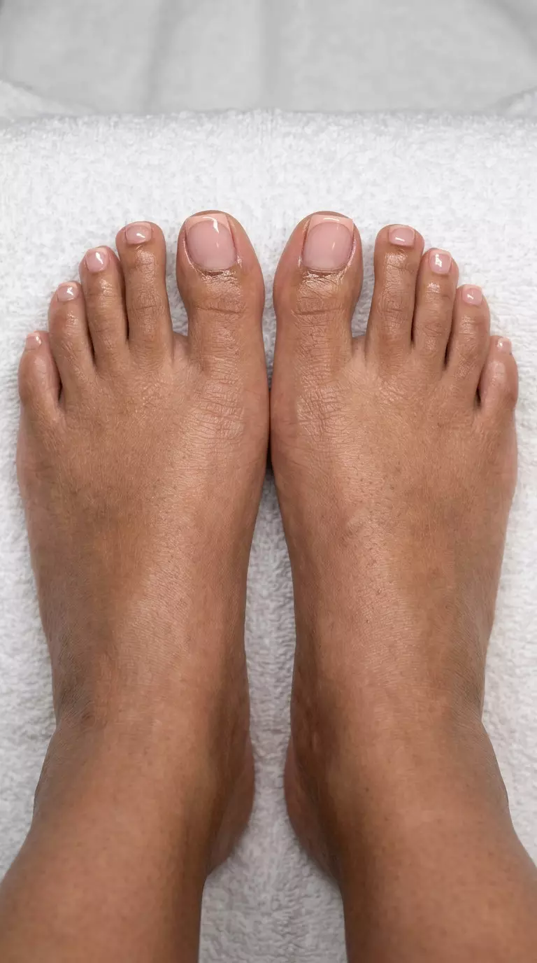Sheer Peach Micro-French Pedicure | June 2026 Sheer Peach Micro-French pedicure: clean nude base, sheer peach tips. June pedicure ideas - summer trends 2026.