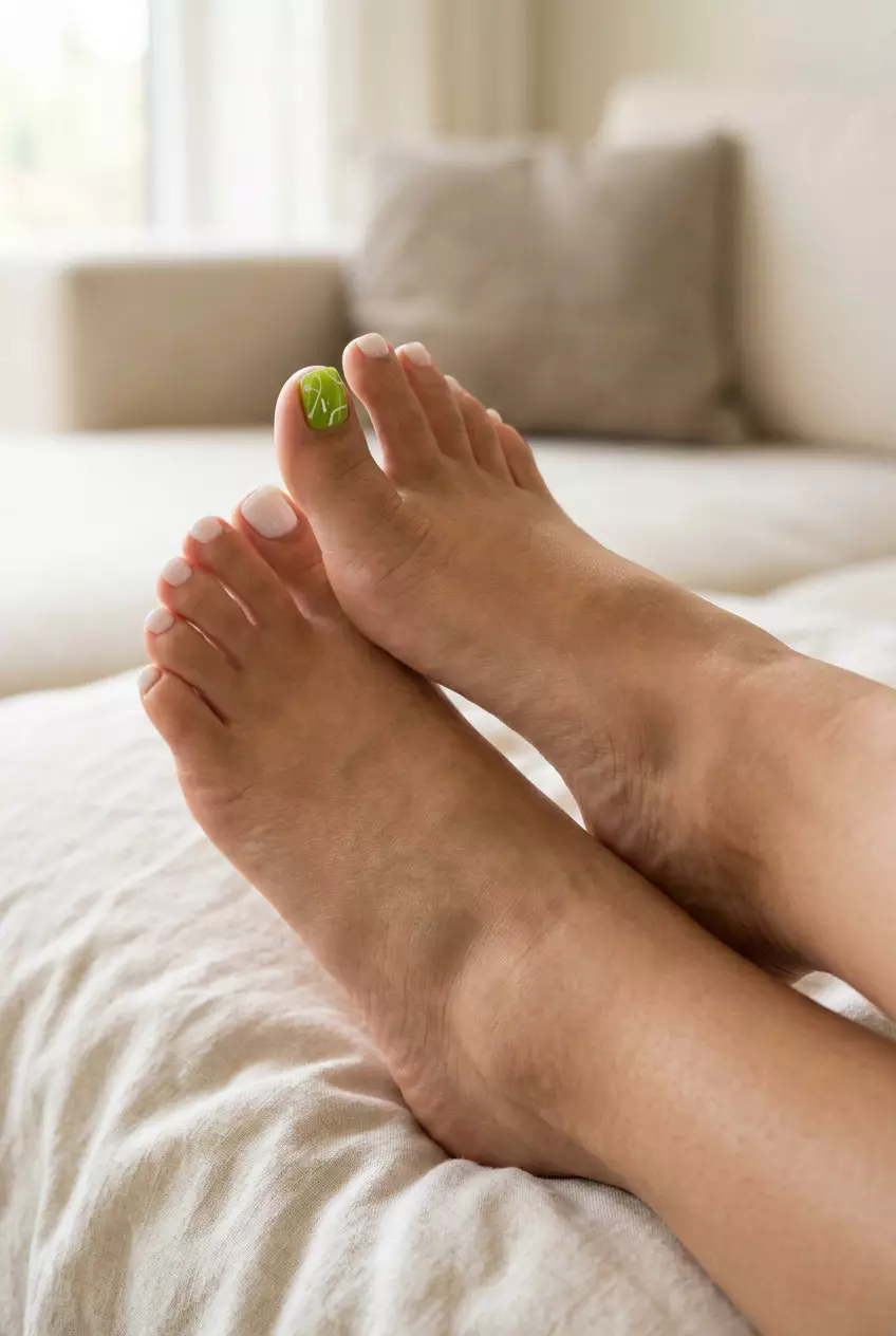 June Toe Nails: Lime Green Jelly Accent 2026 June toe nails ideas 2026: Lime Green Jelly Squoval Accent with white lines for festivals.