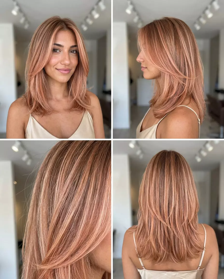 light blonde with strawberry blonde babylights and peach fuzz lowlights, babylights &mdash; romantic date night