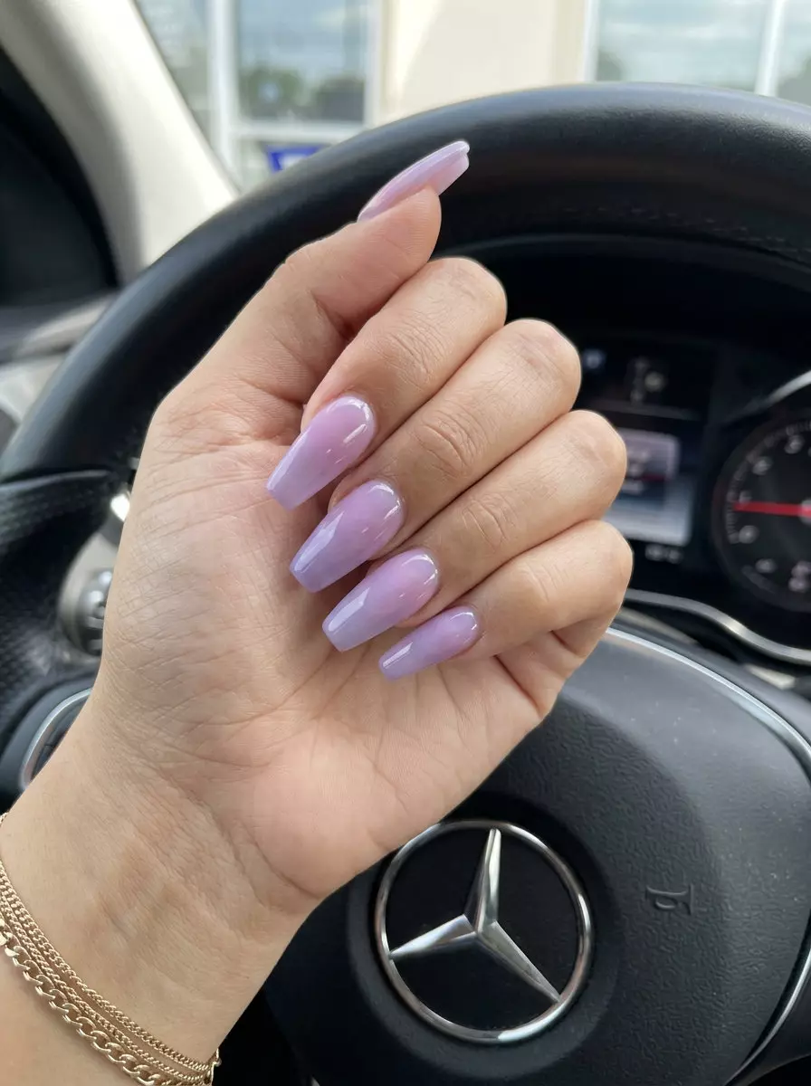 Lavender Haze Ombre Manicure Colors Summer 2026 Lavender Haze Milky Ombre nails, a whimsical and soft manicure color for summer 2026 daily wear.