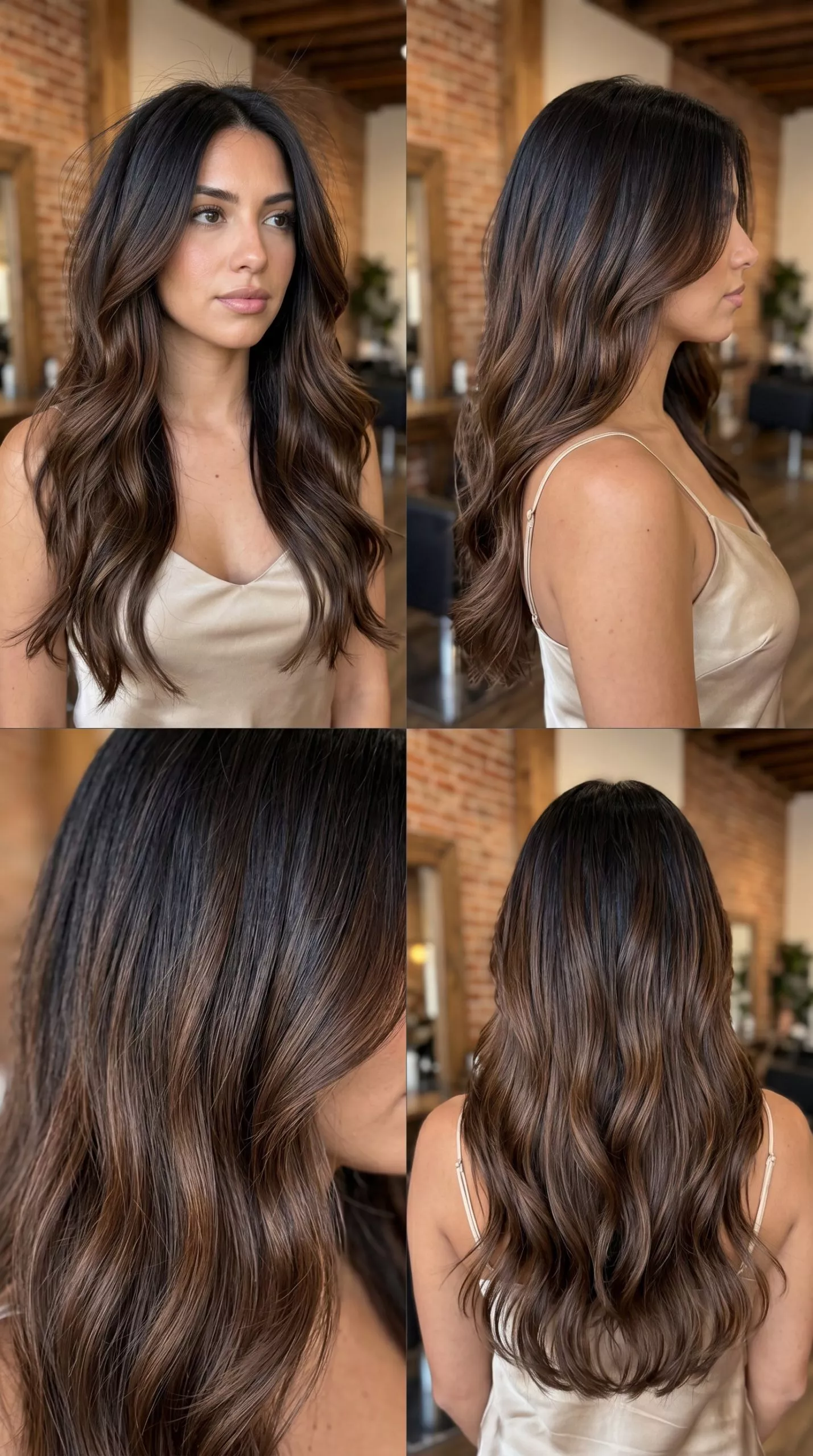long midnight to mocha ombre with subtle long layers and soft face-framing pieces for summer