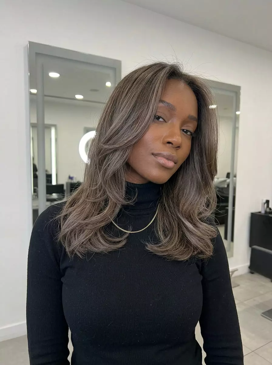 long smoky mushroom balayage with ash lowlights and cool beige toner for summer 2026