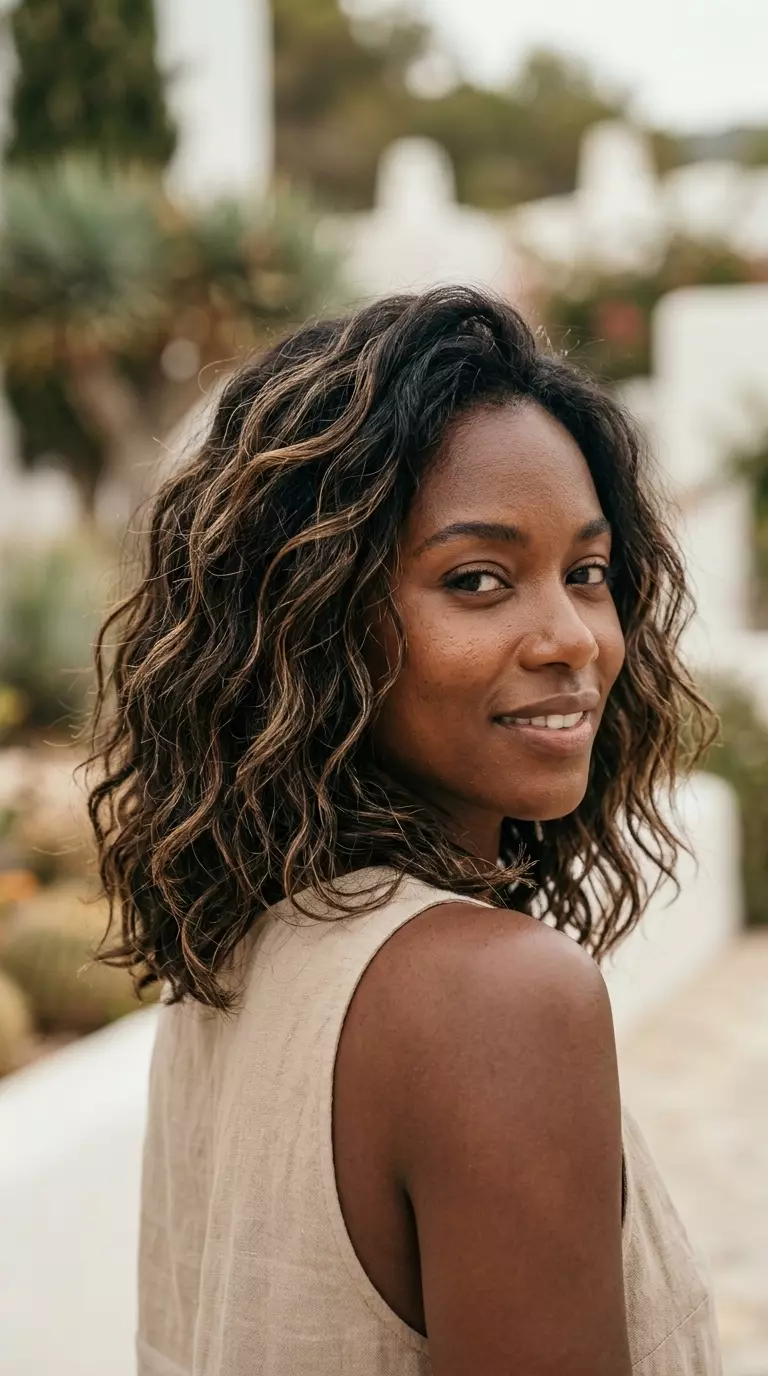shoulder-length natural hair waves with salt spray texture for summer 2026