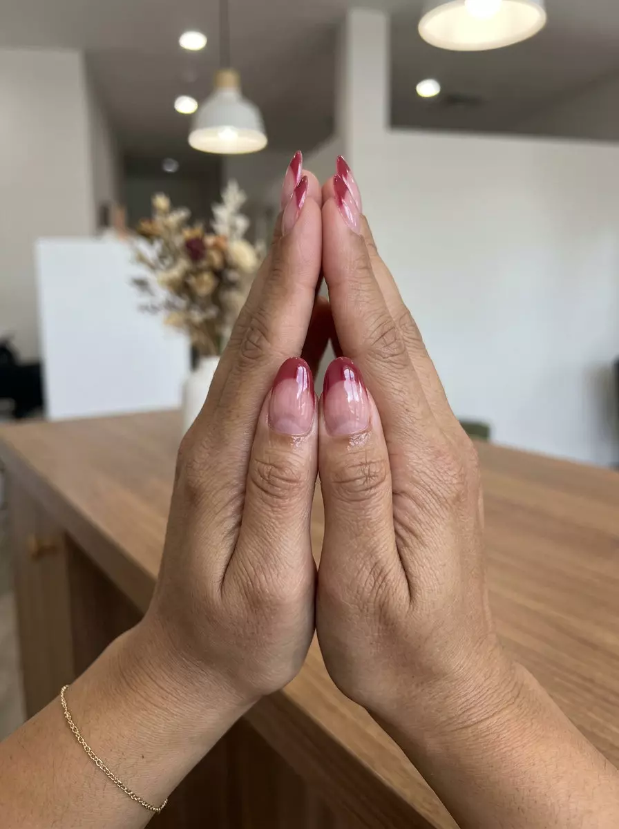 Sheer Berry French Tip Oval Summer Nails 2026 Sheer berry color French tip oval summer nails 2026 for all skin tones, sultry for date nights and summer soirees.
