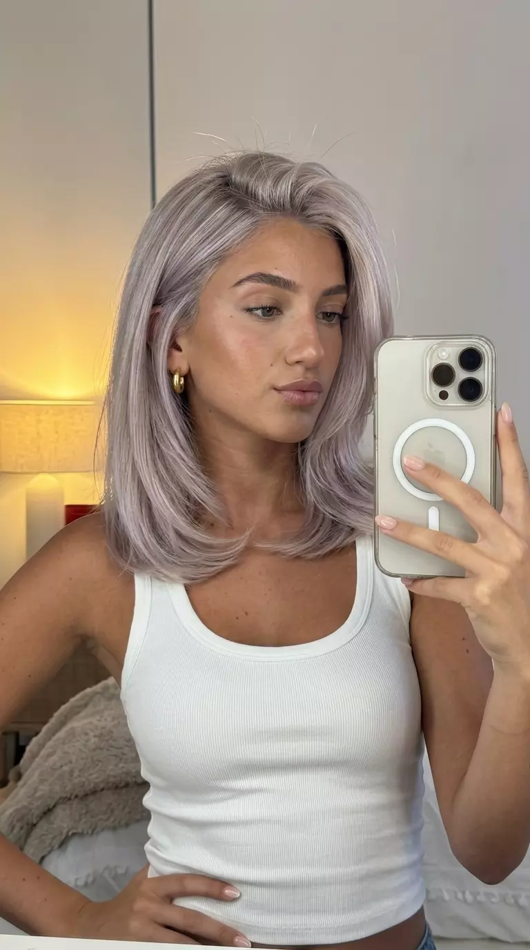 long pearl blonde babylights with silver-violet undertones, babylights technique &mdash; romantic formal event