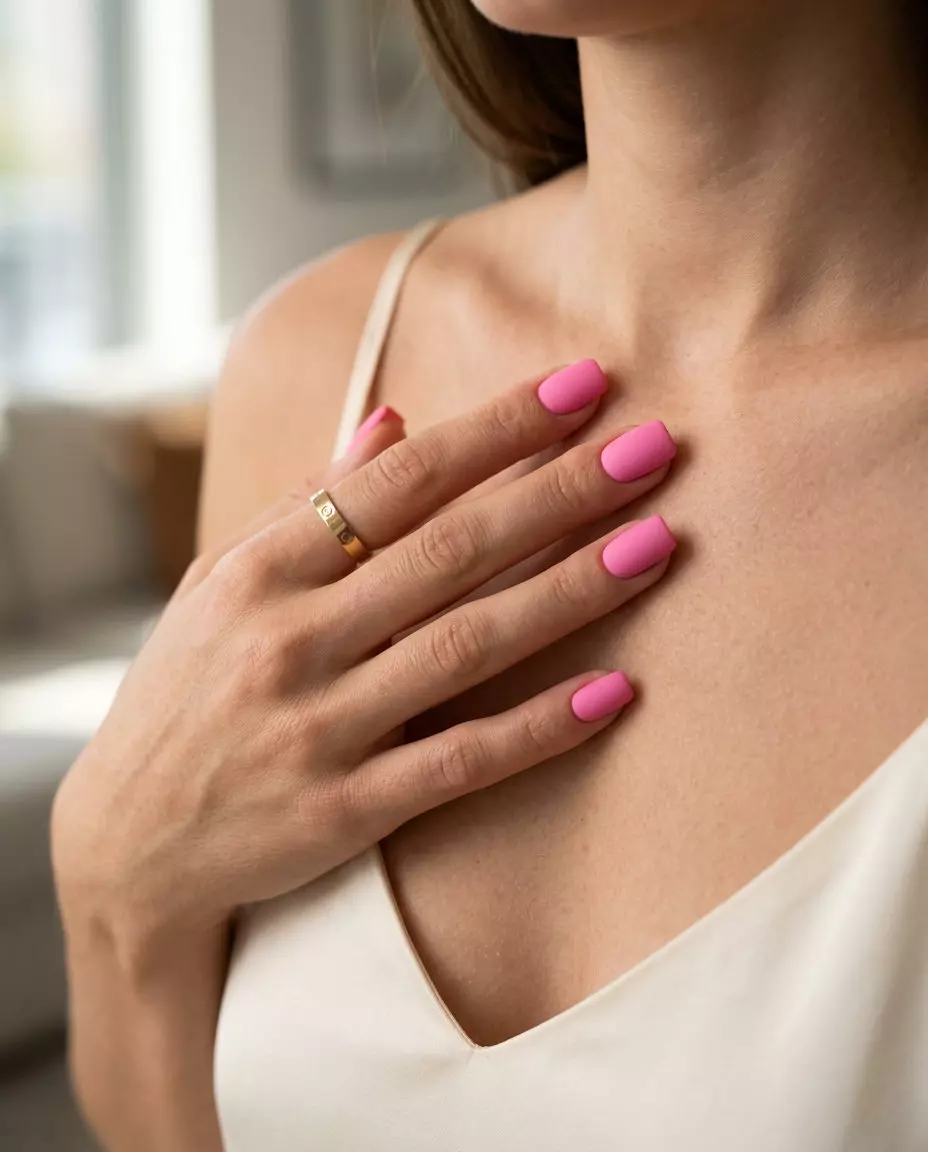 Barbie Pink Solid Matte Nails 2026 Barbie pink solid matte nails for parties and statement looks. Pink summer nails 2026.