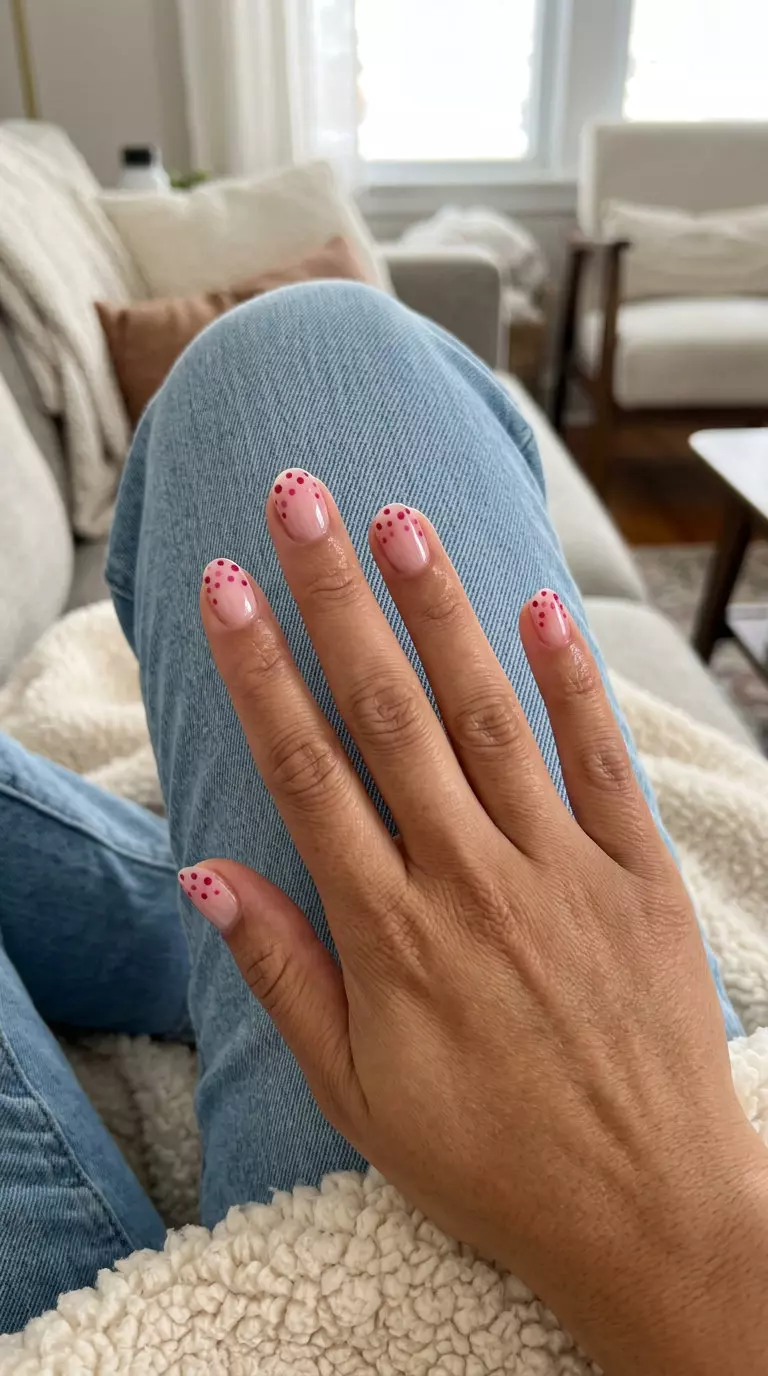 Fruity Dot Gradient Nails 2026 Fruity dot gradient nails for beach days and weekend wear. Pink summer nails 2026.