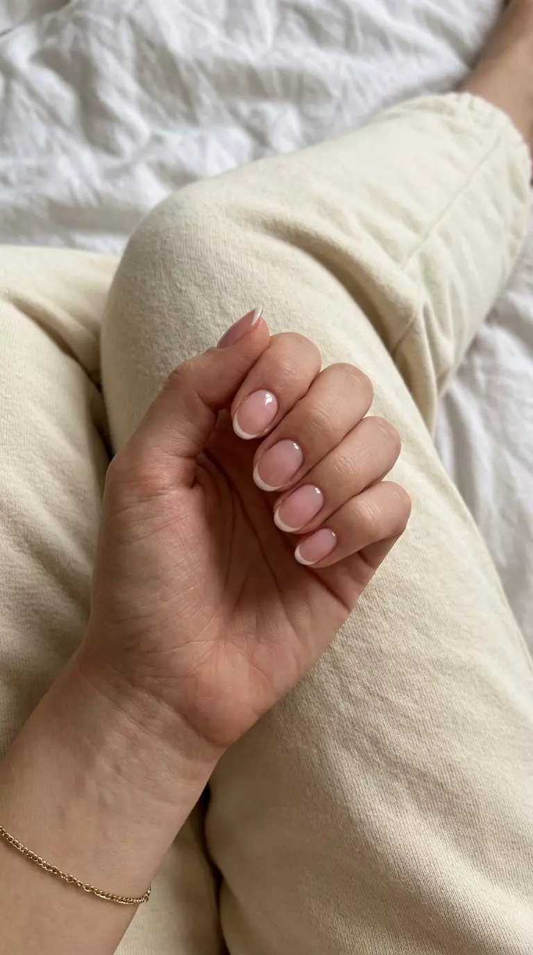 Cloudy Micro French Short Oval Nails 2026 Clean milky white micro French tip on sheer short oval nails for daily wear, work, bridal. Short oval summer nails 2026.