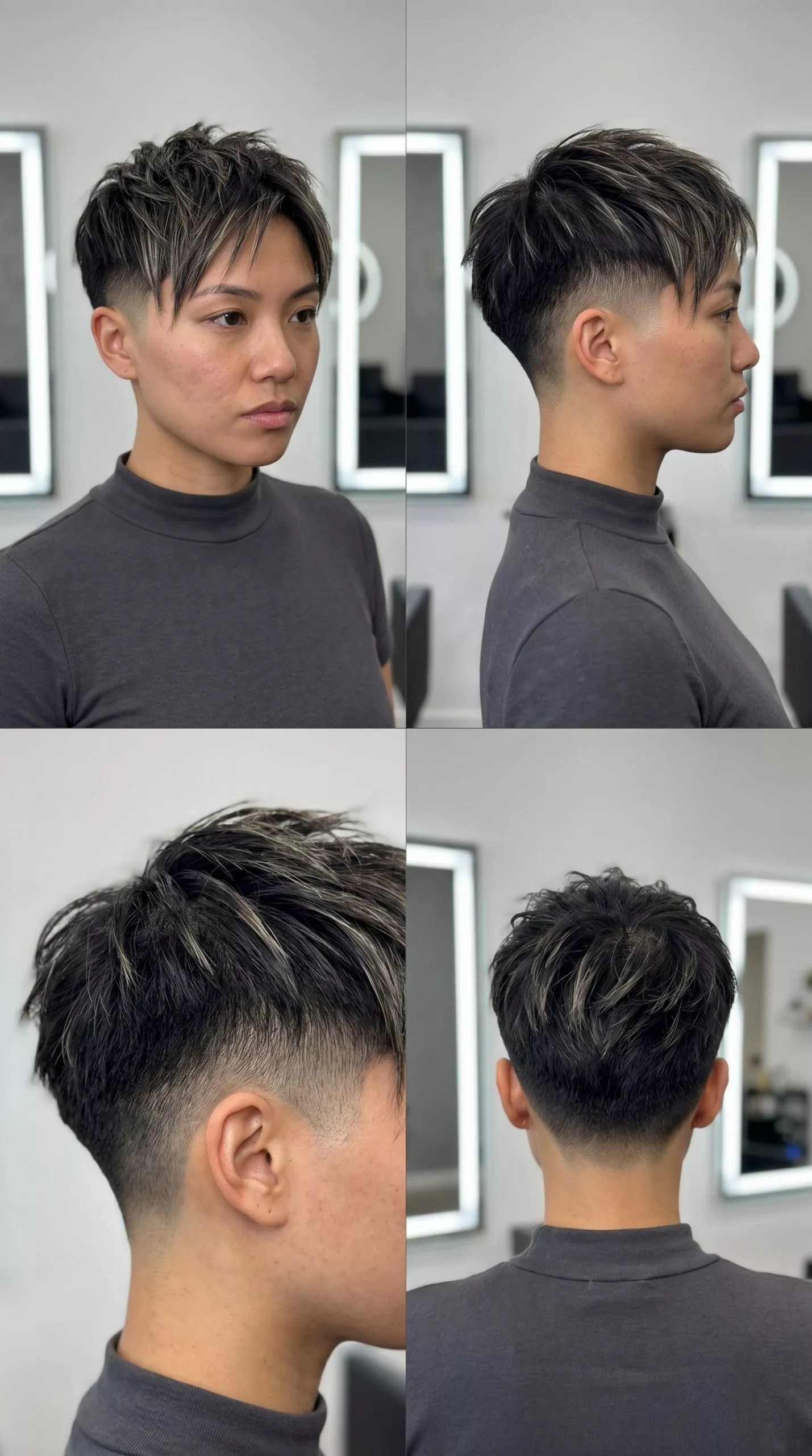 short textured haircut with undercut, disconnected top, for edgy look