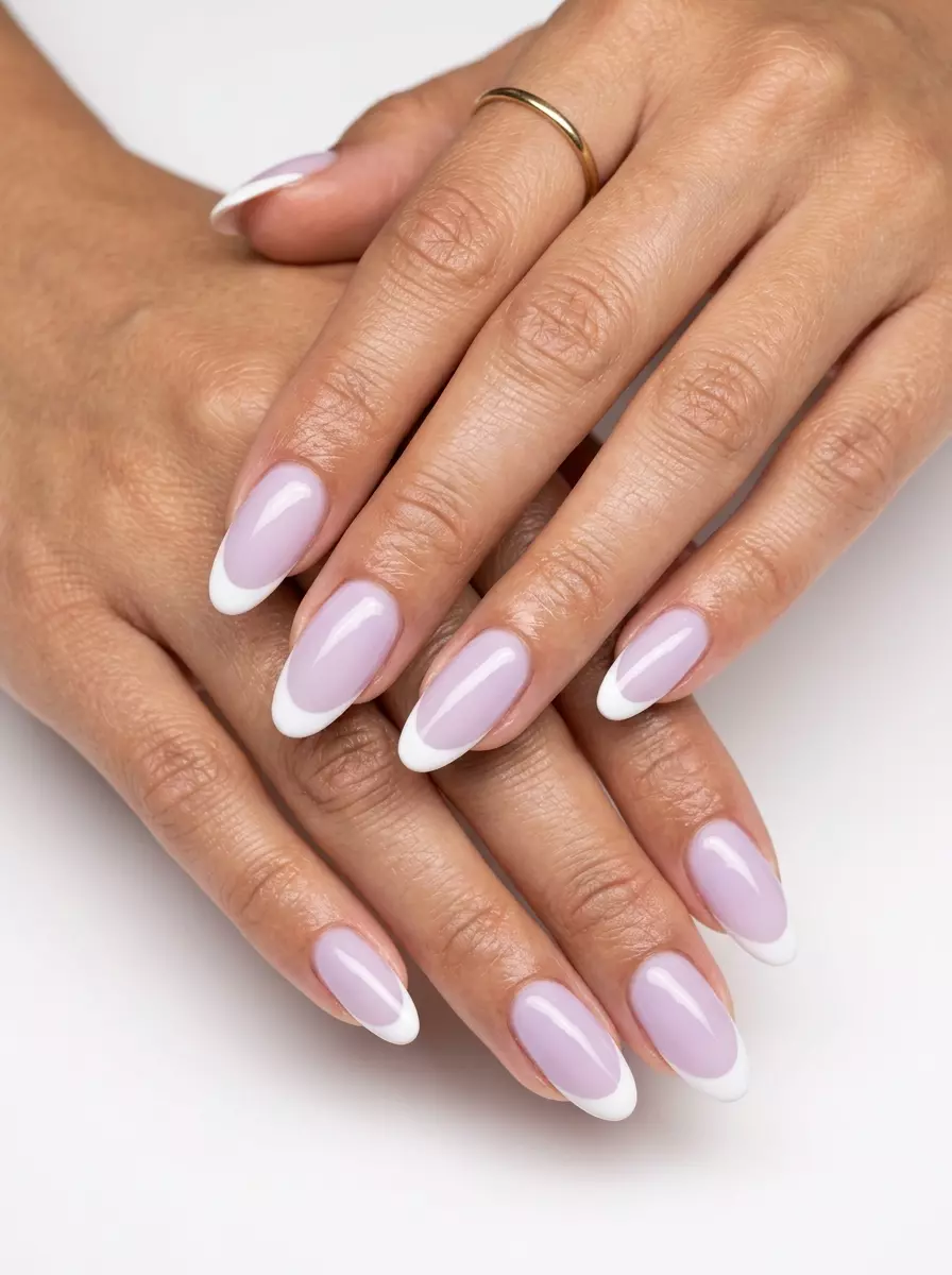 Lilac Milky French Nails 2026 Lilac Milky French Acrylic: Elegant summer acrylic oval nails 2026 for date nights.