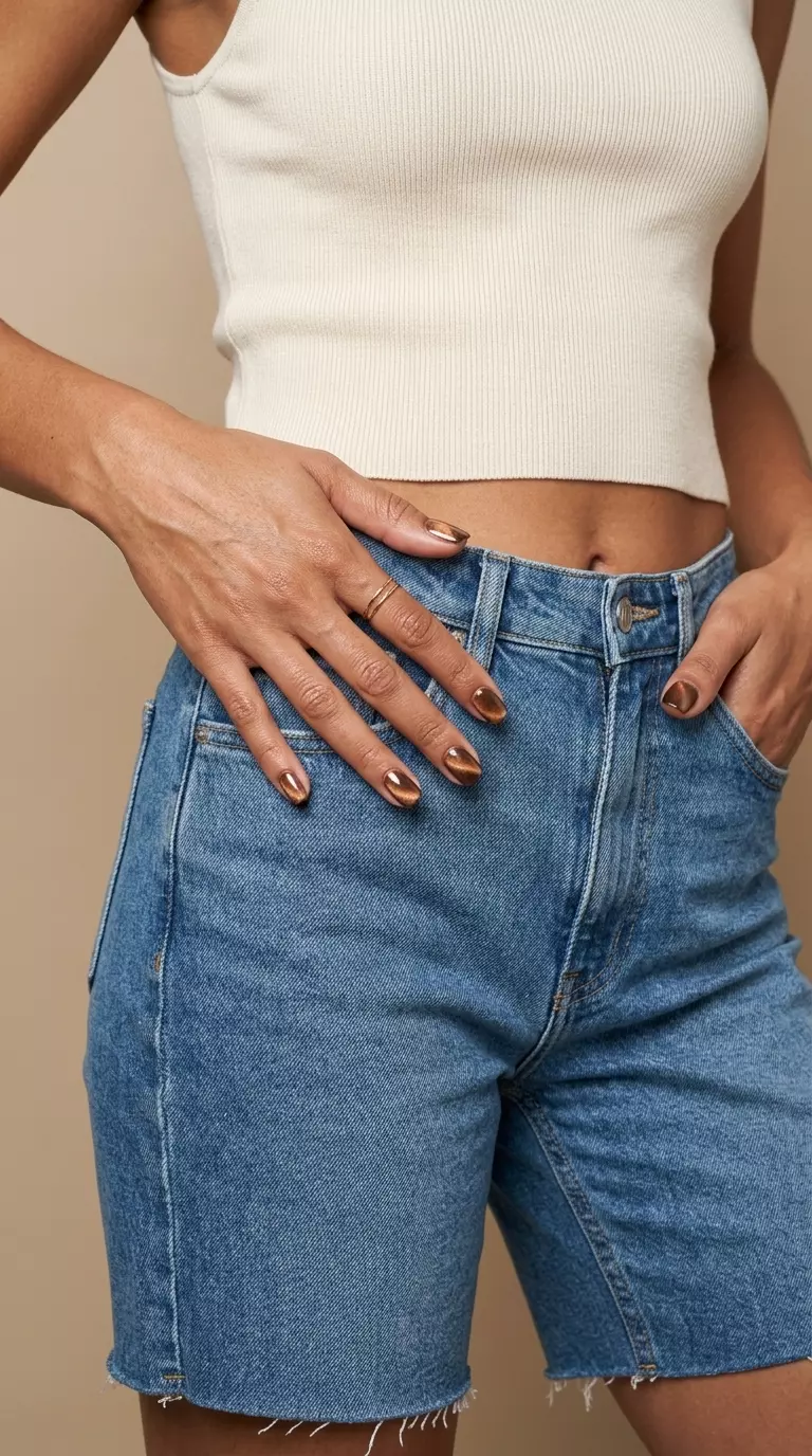 Bronze Duo-Chrome Cat Eye Nails 2026: Effortless Daily Style Bronze Duo-Chrome Cat Eye Squoval Nails 2026: Retro, dynamic nails for daily wear and casual outings.