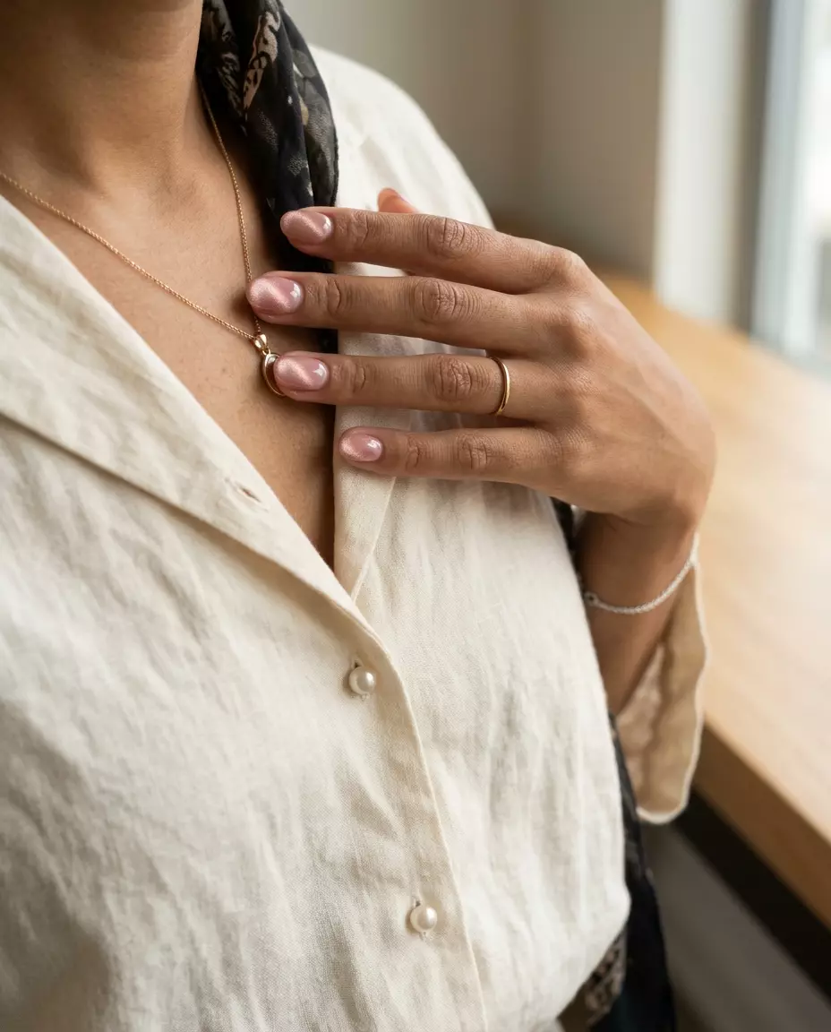 Strawberry Milk Cat Eye Nails 2026: Sweet Casual Style Sweet strawberry milk cat eye nails for casual wear, brunch, and date nights. Feminine rose gold shimmer.