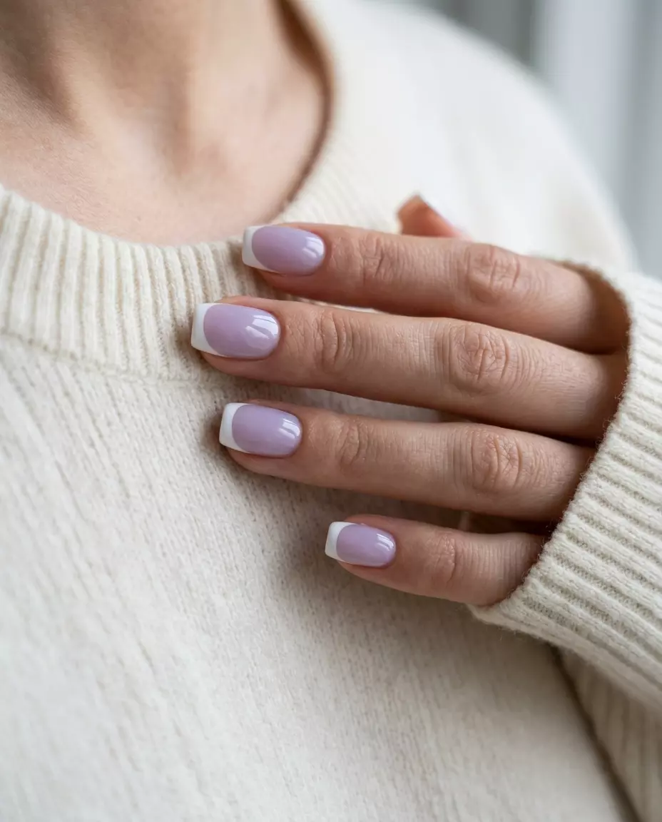 Romantic lavender milk French tips for summer holiday nails 2026. Dreamy for weddings and daytime events.