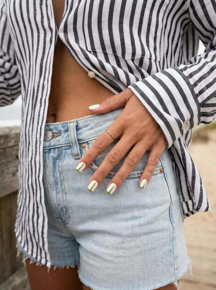 Electric lime green chrome accent nails for summer 2026. Edgy, modern festival style.