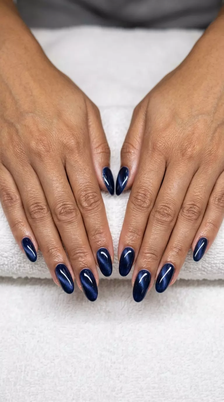 Summer Nail Manicure Ideas 2026: Deep Sea Velvet Cat-Eye Deep sea velvet cat-eye nails for summer nail manicure ideas 2026. Sultry, luxurious, and mysterious.