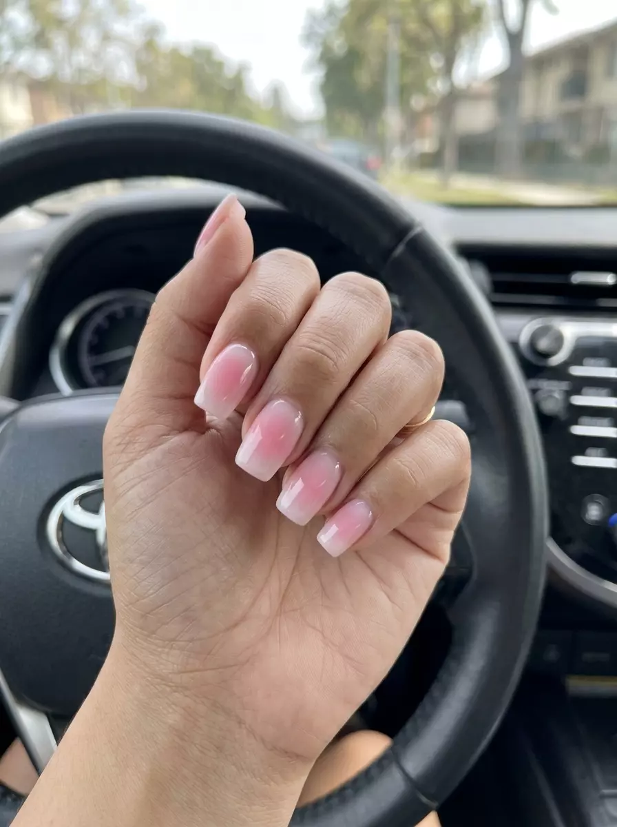 Milky Pink Aura Square nails for summer 2026, ideal for daily wear and casual outings. Ethereal and clean-girl style.