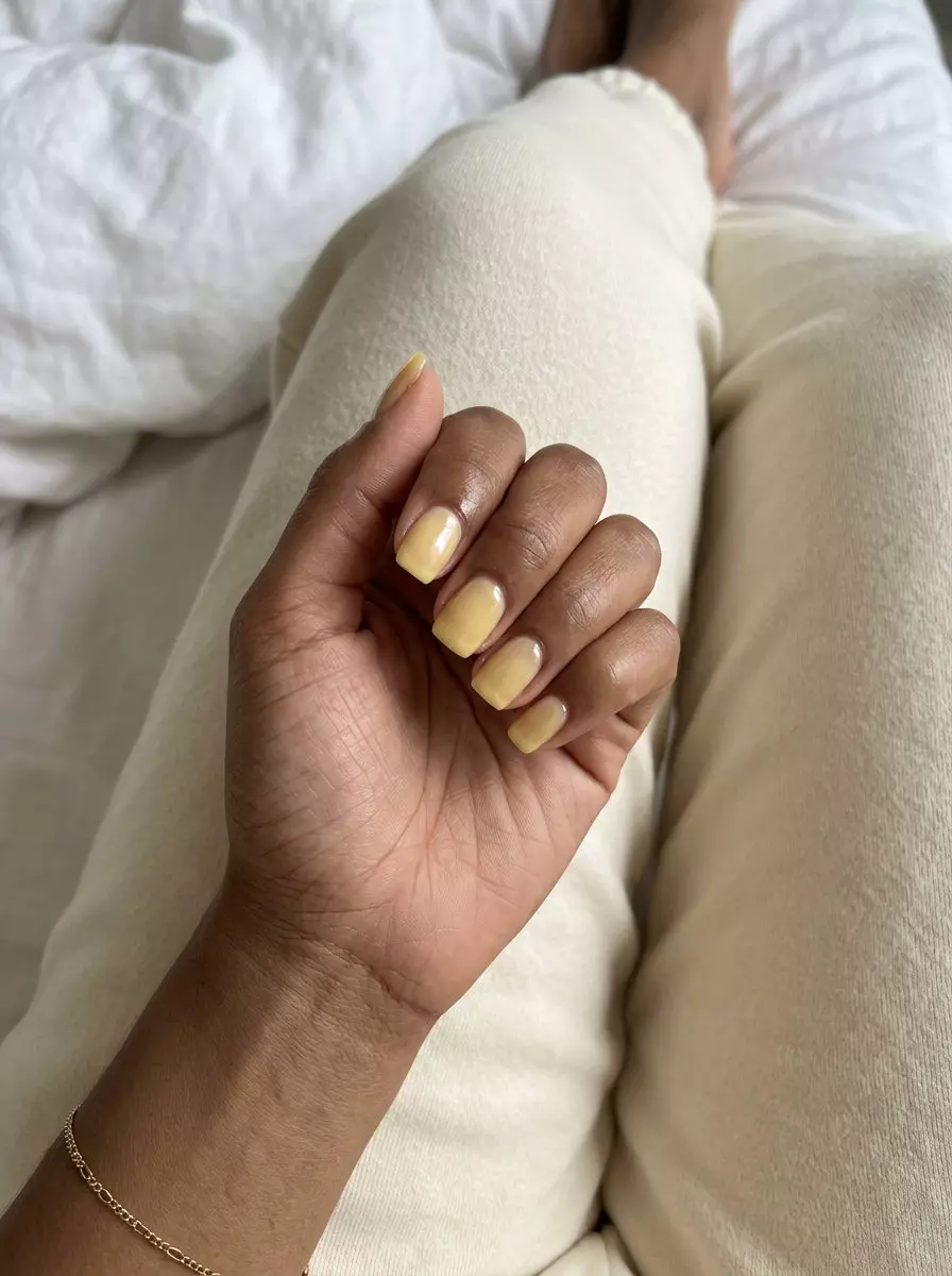 Buttercream Glazed Nails 2026 Sheer butter yellow glazed donut nails for summer 2026, ideal for daily wear and casual office looks.