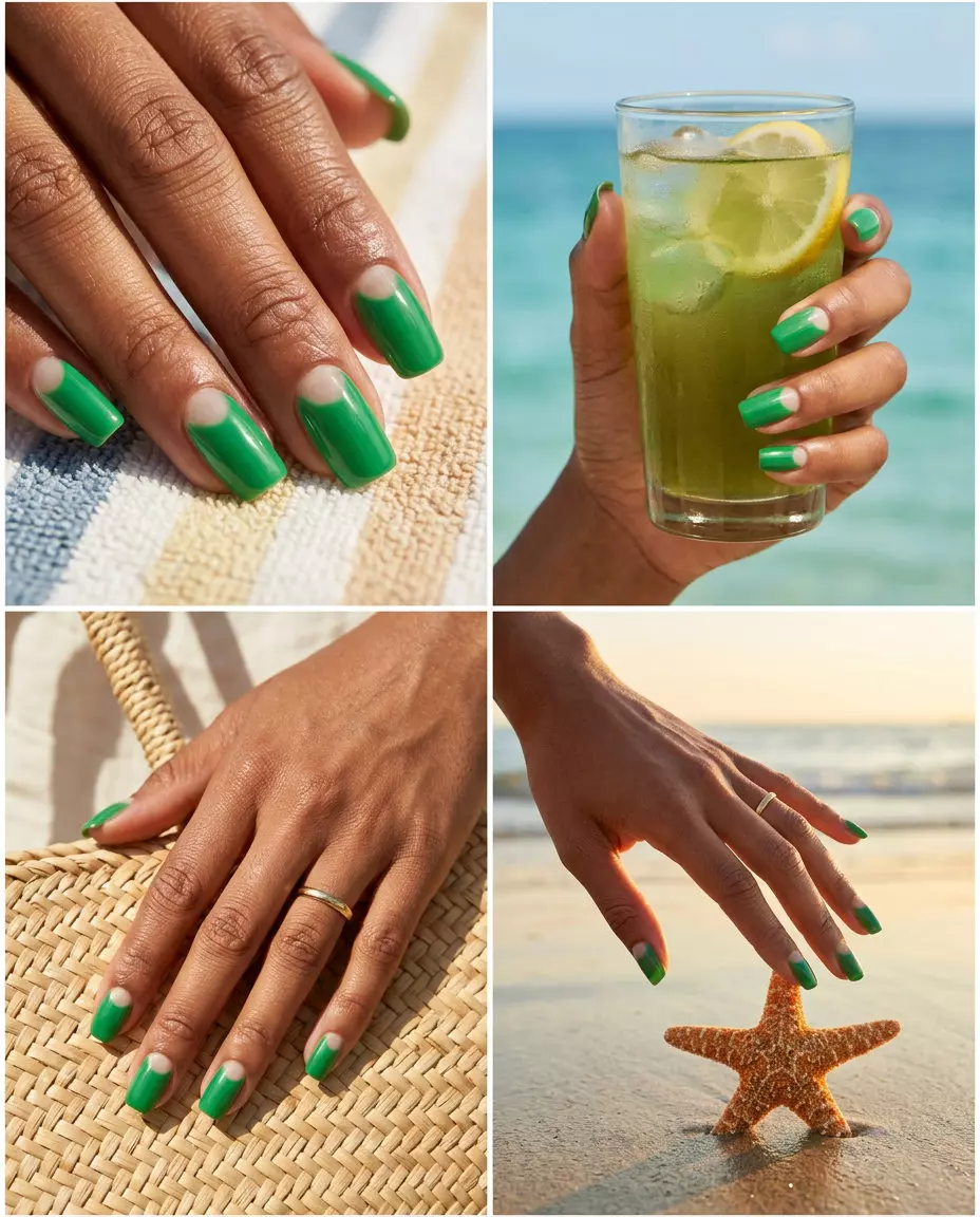 Sage Green Negative Space 2026 | Minimalist Daily Sage green negative space nails for summer nails for brown skin tone 2026. Minimalist & calm, great for daily wear.