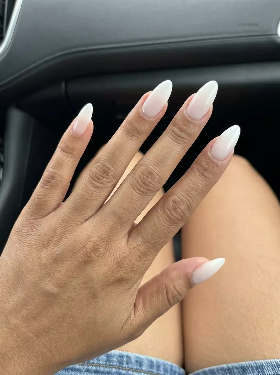 Airbrushed gradient almond nails for summer 2026. Ethereal, sophisticated look for vacations & events.