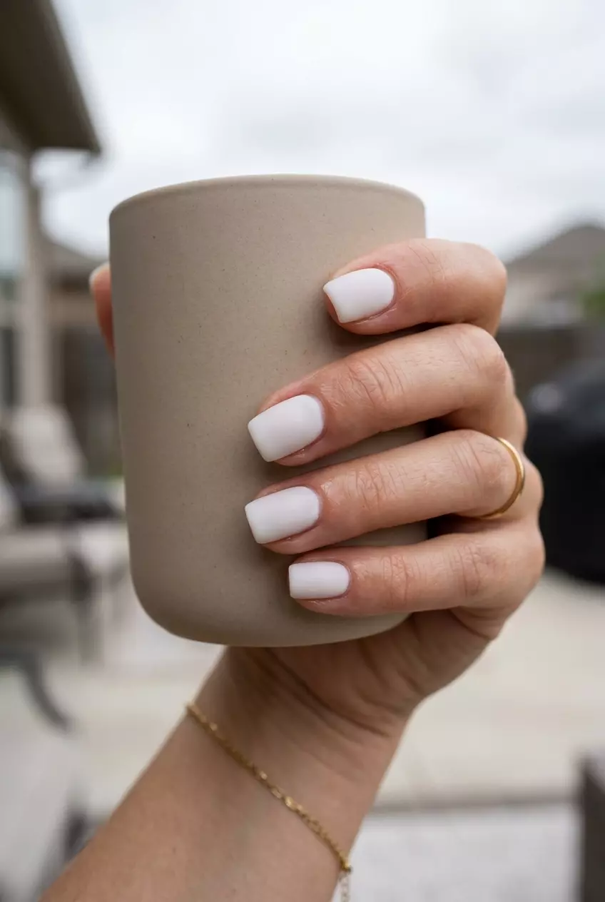 Textured matte milky white nails for summer 2026. Edgy, tactile finish perfect for art events & festivals.