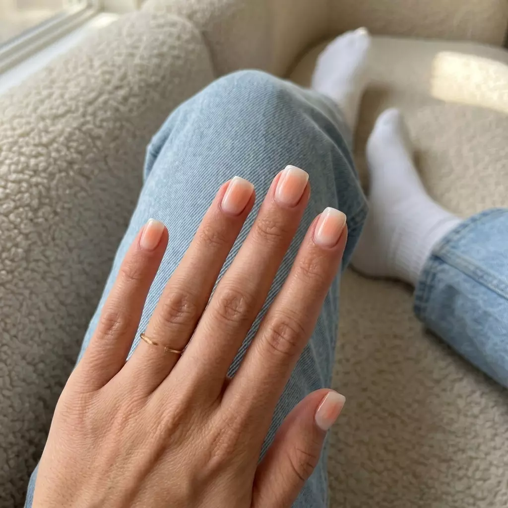 Ethereal Peach Aura Square Nails 2026 Ethereal peach aura square nails for casual everyday and work looks in 2026.