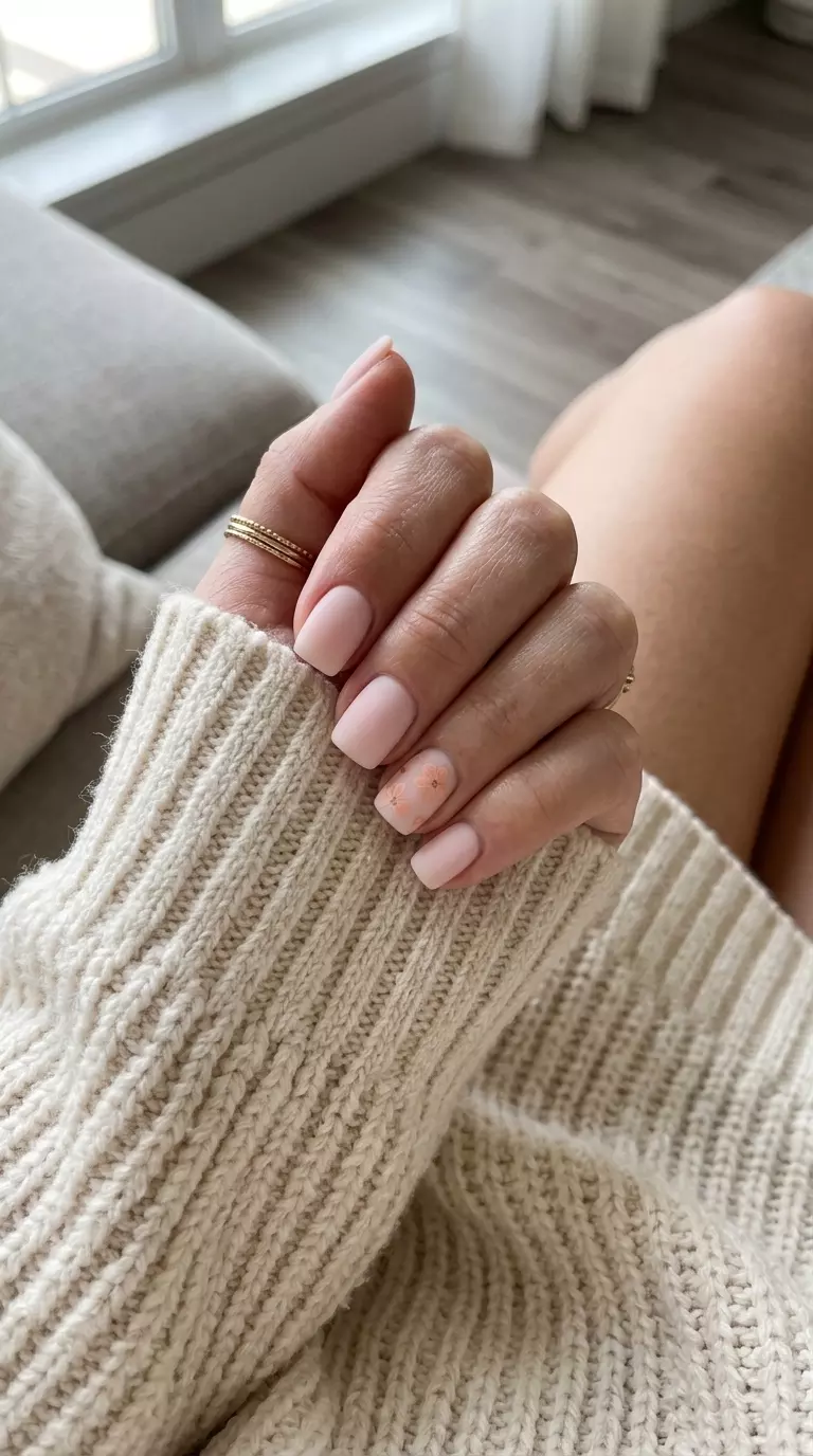 Milky Peach Accent Statement Nails 2026 Milky peach accent statement nails for daily wear and work in 2026.