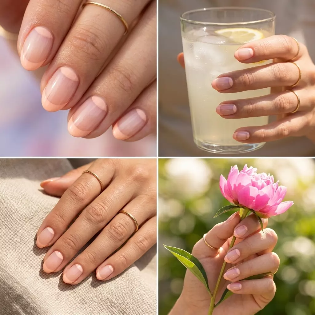 Sheer Peach Reverse French Nails 2026 Sheer peach reverse French nails for office and baby showers. Sophisticated, clean look with a cuticle accent. Summer peach nails 2026.
