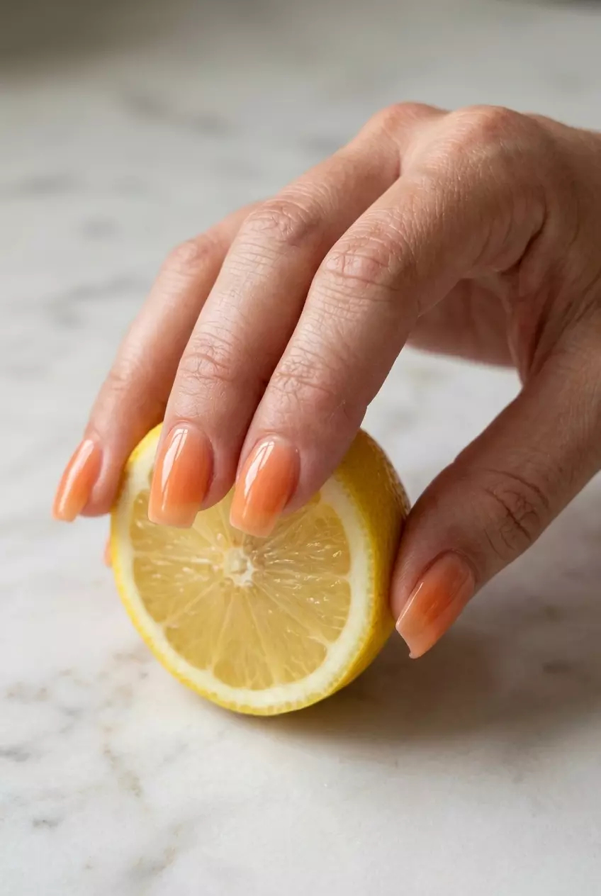 Sheer Peach Builder Gel Nails 2026 Sheer peach builder gel nails for daily wear and office. Natural, polished look with a glossy finish. Summer peach nails 2026.