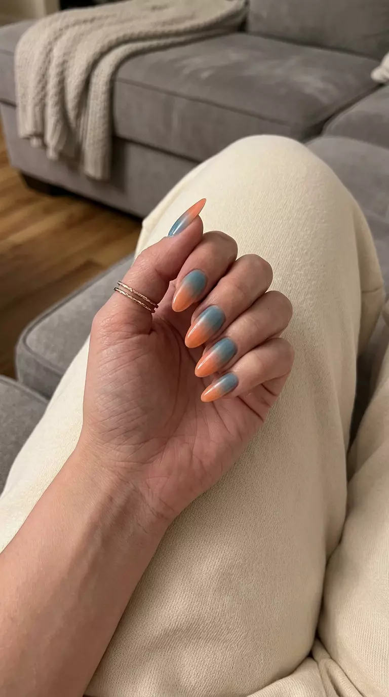 Ocean Sunset Jelly Ombre Nails 2026 | Sultry Vacation Style Ocean sunset jelly ombre nails for summer rainbow nails 2026. Sultry, vibrant style for vacations.