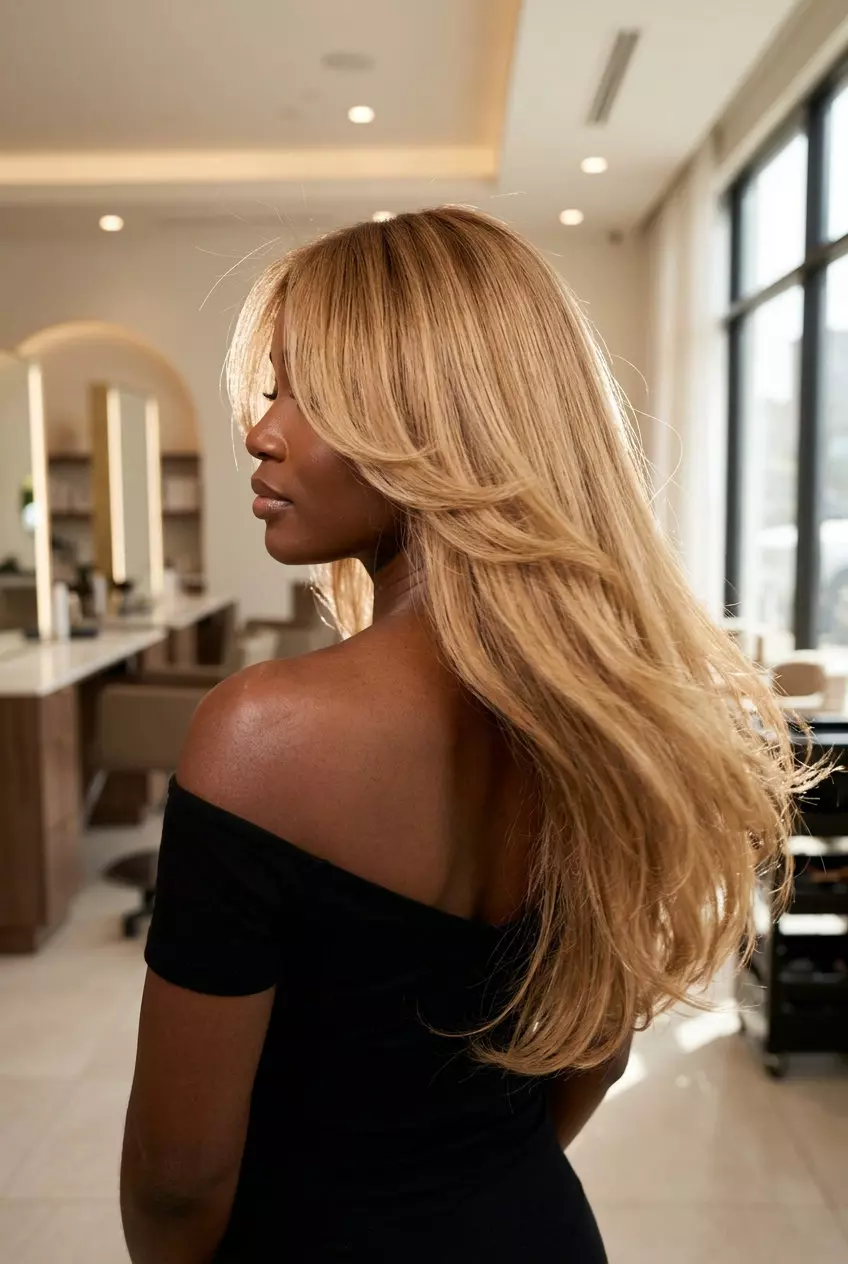 long layered haircut with syrup blonde babylights for summer 2026