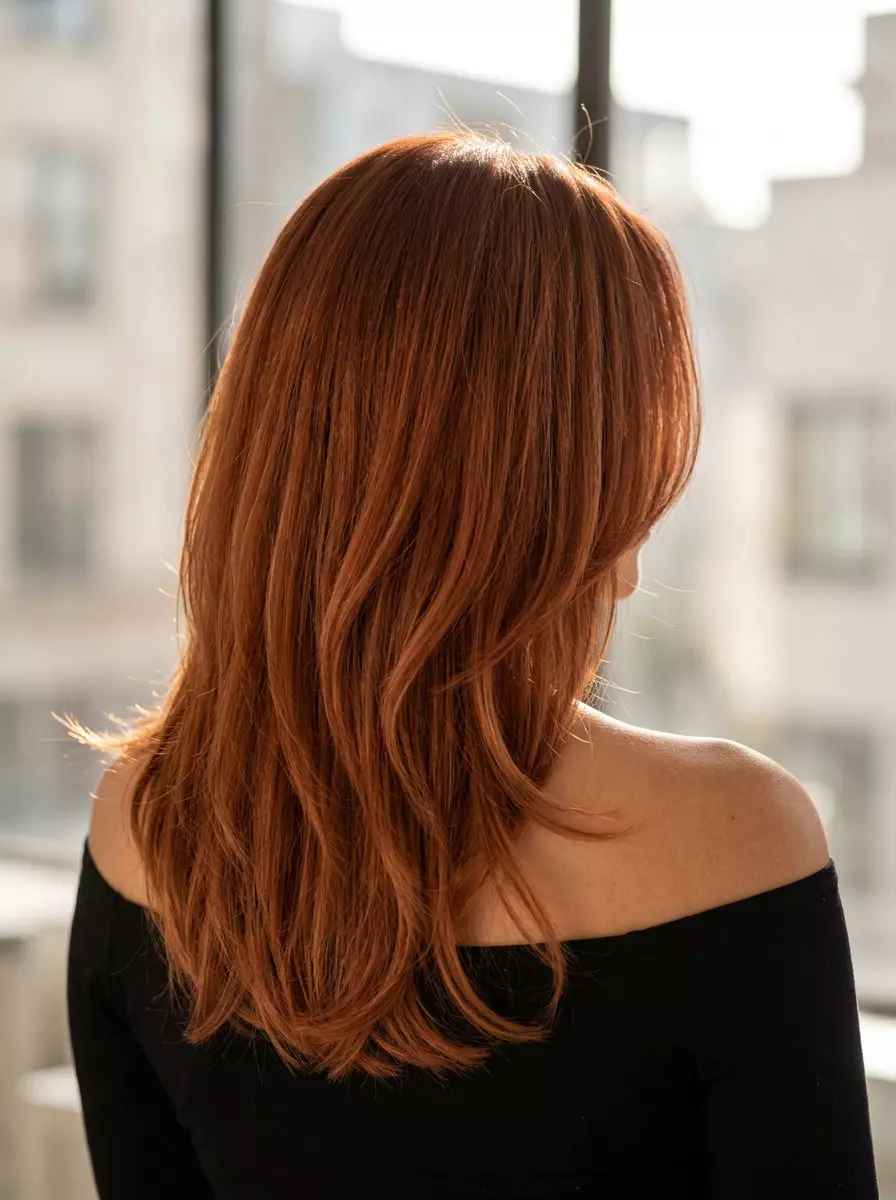 medium-long terracotta copper kitty cut with face-framing layers for summer haircut 2026