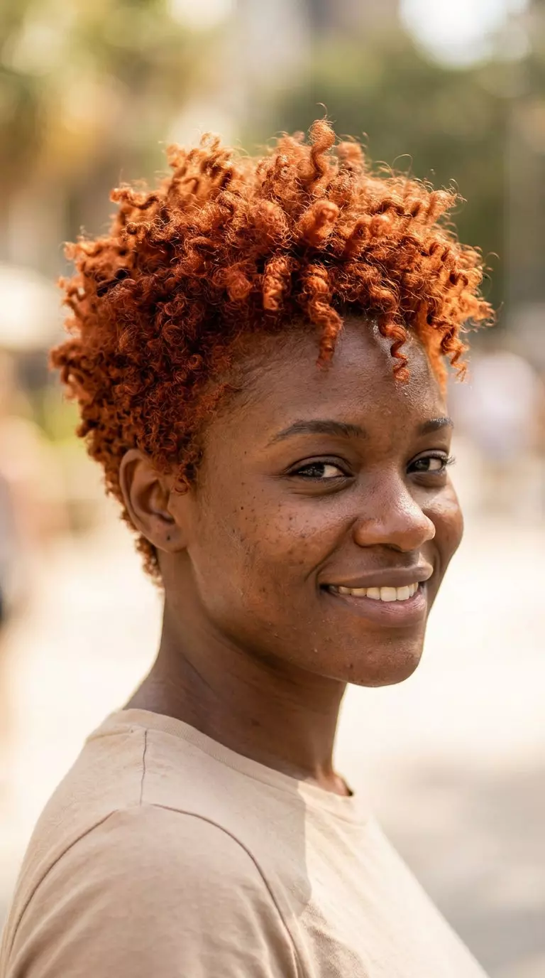 short textured natural hair crop in terracotta with tousled texture for summer 2026