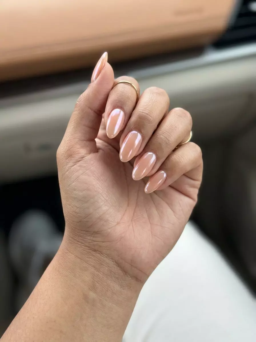 Peachy Glazed Donut Nails 2026: Romantic Summer Style Peachy Glazed Donut Almond nails: Romantic, sophisticated summer nails 2026 for weddings & dates.