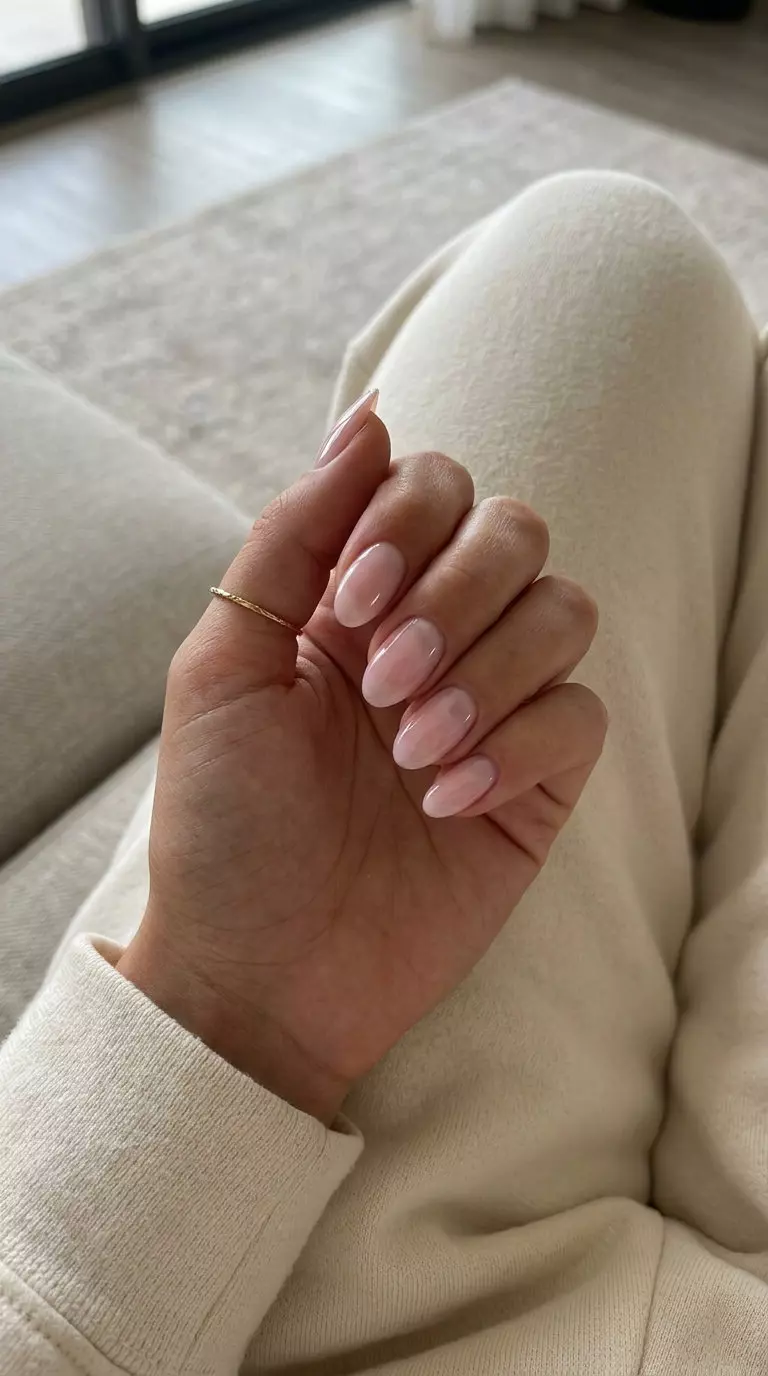 Jelly Pink Milk Bath Nails 2026: Ethereal Romance Dreamy jelly pink milk bath oval nails for trending summer nails 2026, ideal for weddings and date nights.