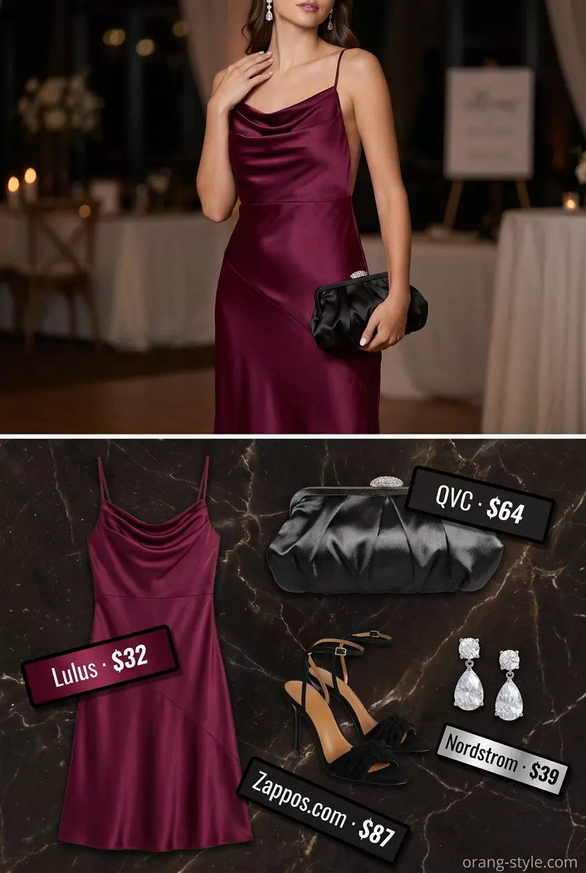 What to Wear with Midi Dress Summer 2026: Burgundy slip dress, blazer & strappy heels for date night.