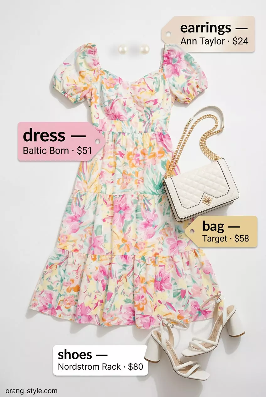 What to Wear with Midi Dress Summer 2026: Floral midi dress, block heels & pearl earrings for a date.